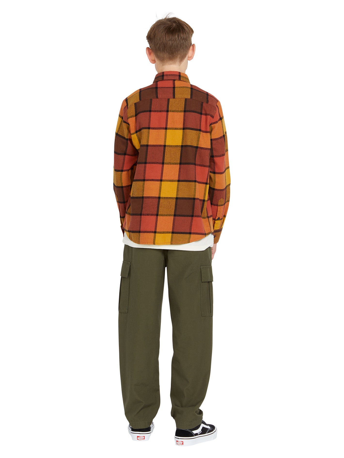 Volcom Big Boys Caden Plaid Long Sleeve Shirt - Burro Brown