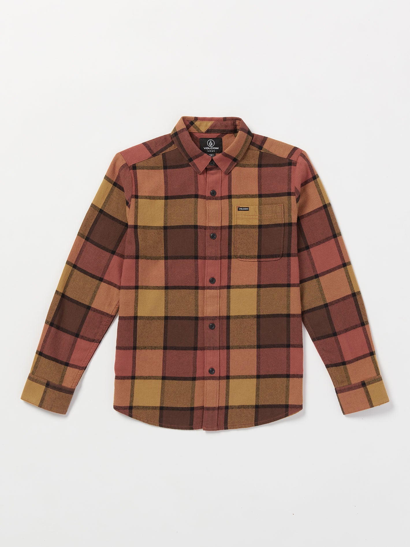 Volcom Big Boys Caden Plaid Long Sleeve Shirt - Burro Brown