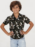 Little Boys Cloud Short Sleeve Shirt - Black