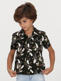 Little Boys Cloud Short Sleeve Shirt - Black